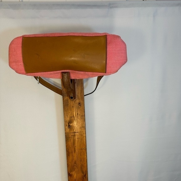 Fossil 1954 Key Pink Woven Straw Leather Floral Lining Spring Shoulder Hand Bag - Picture 6 of 8